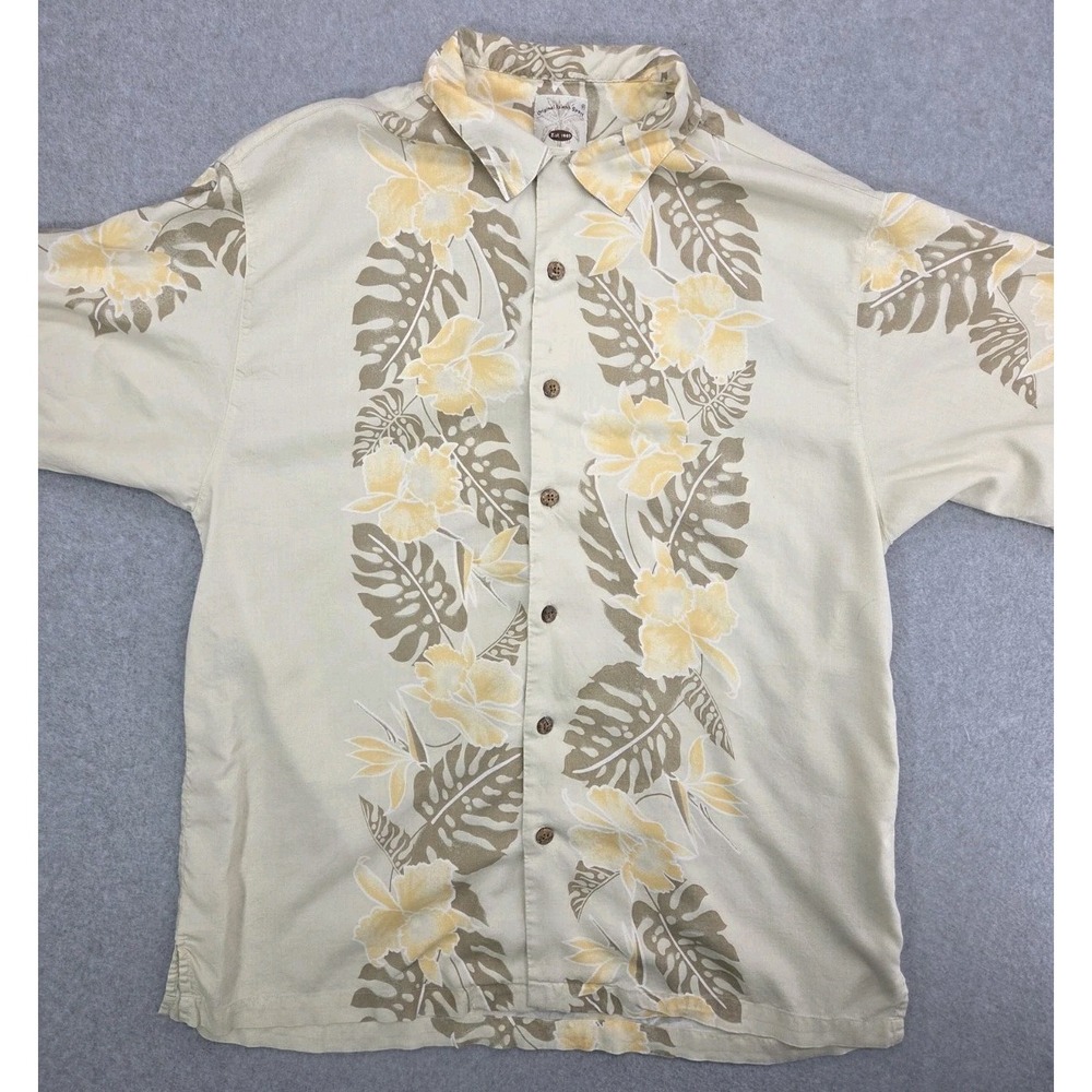 Original Island Sport Hawaiian Shirt Size Large Floral Casual Travel Men's